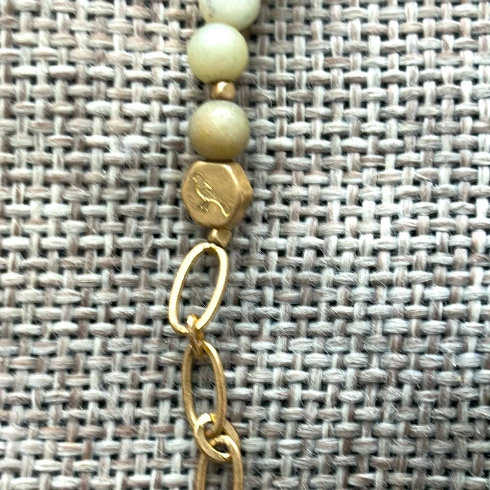 Scout Wears Mini Stone w/ Chain Stacking Bracelet Amazonite Crystal Gold Stretch - Picture 3 of 4